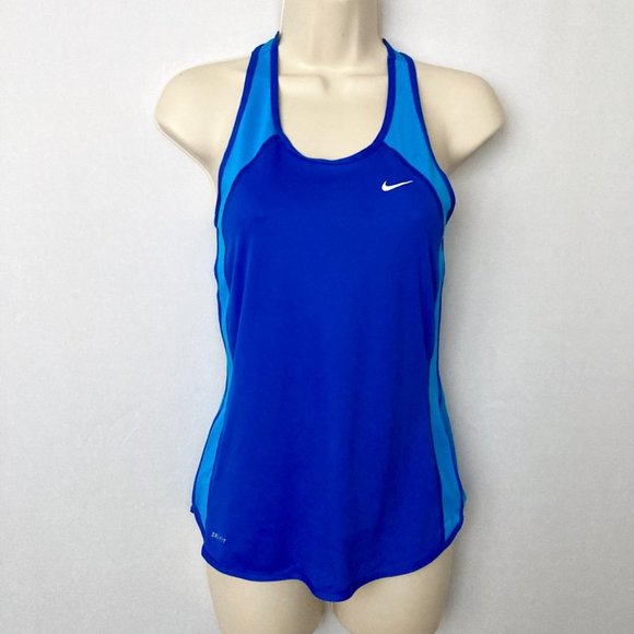 NIKE Dri Fit Racerback Blue Workout Top - Picture 2 of 7